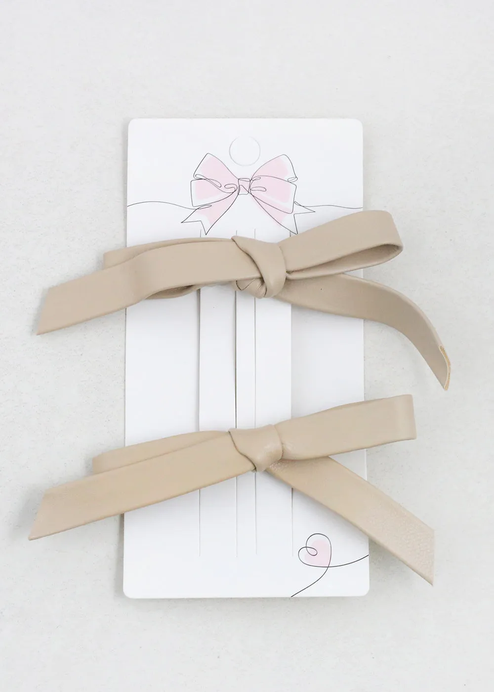 2 PC Chic Faux Leather Bow Hairclip
