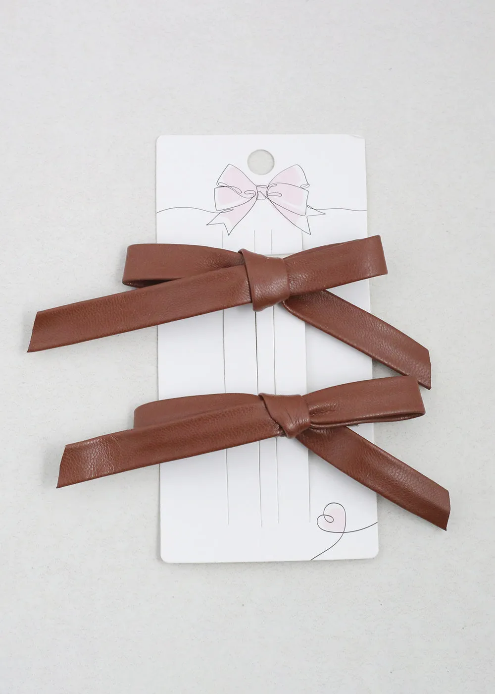 2 PC Chic Faux Leather Bow Hairclip