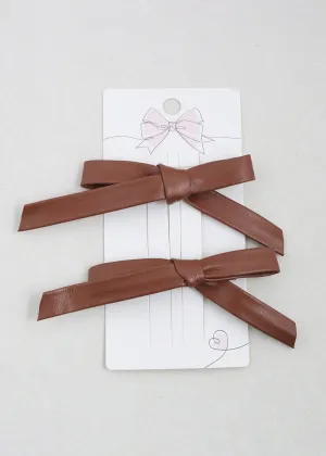 2 PC Chic Faux Leather Bow Hairclip