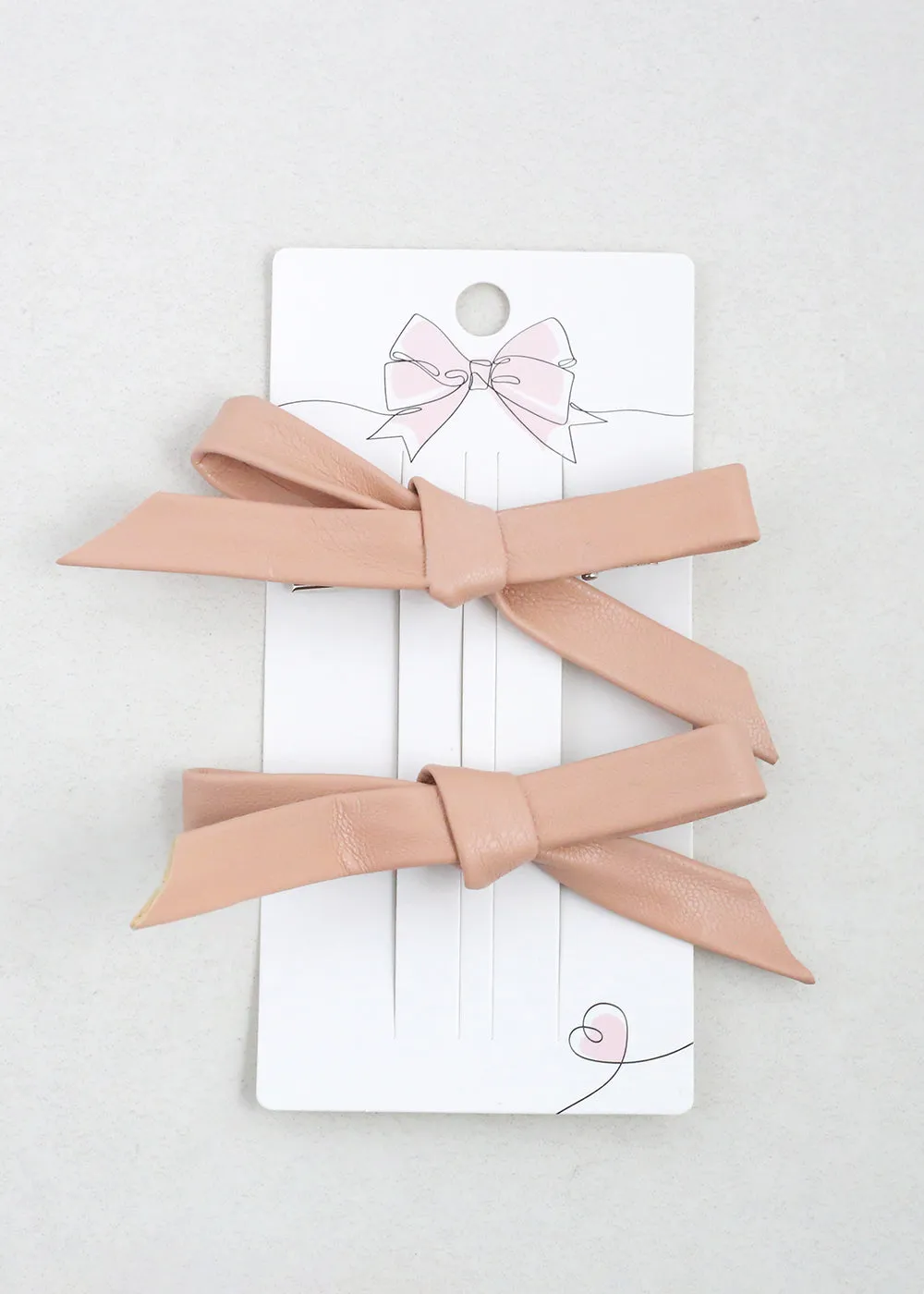 2 PC Chic Faux Leather Bow Hairclip