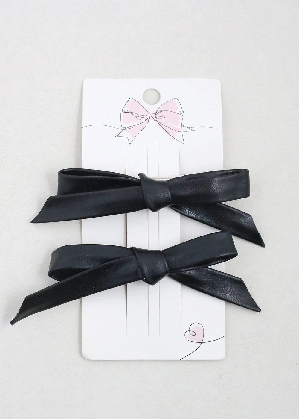 2 PC Chic Faux Leather Bow Hairclip