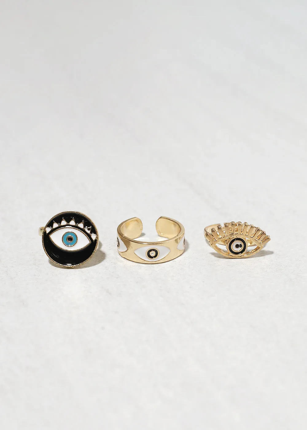 3 Piece Evil Eye Ring Set