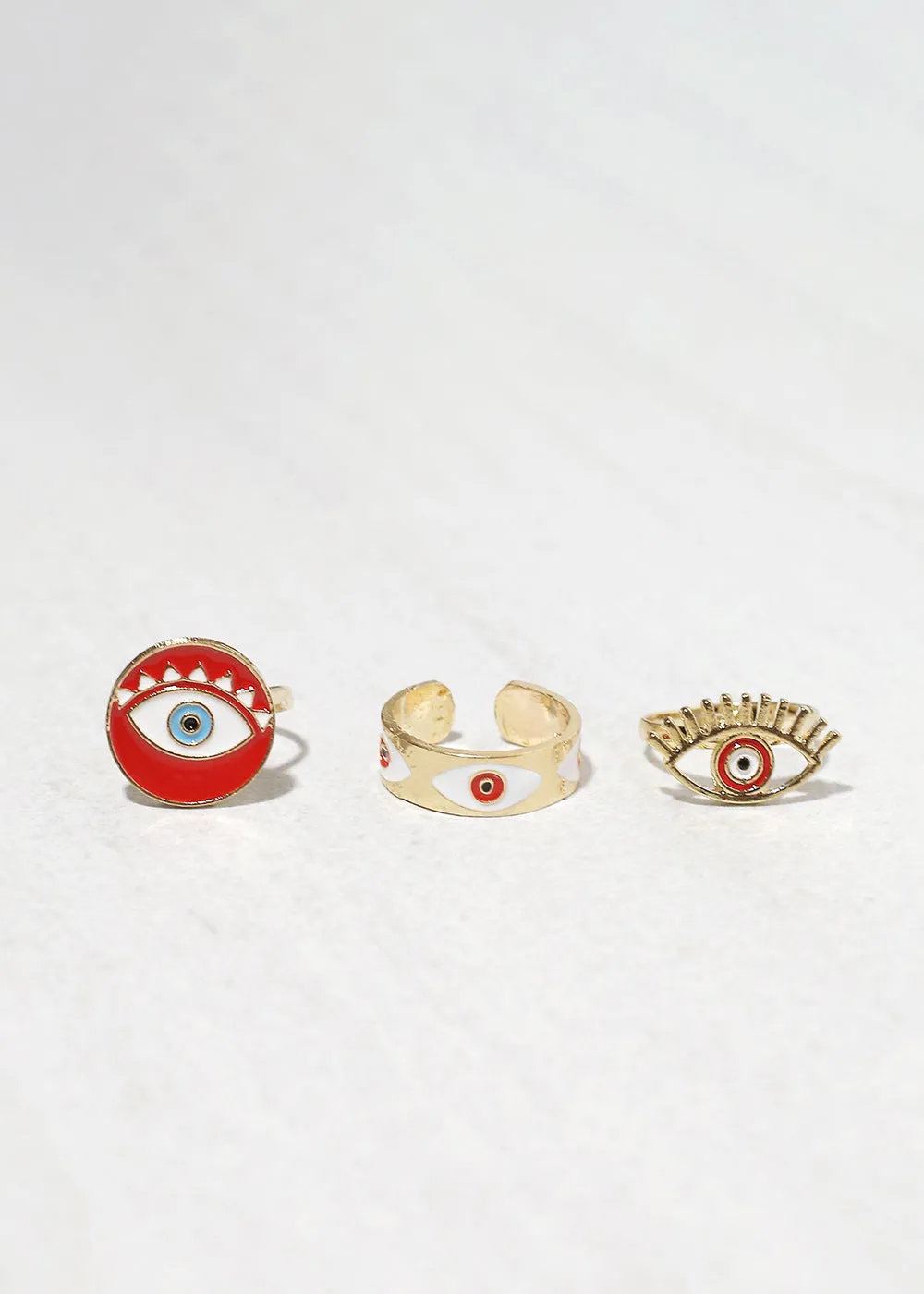 3 Piece Evil Eye Ring Set