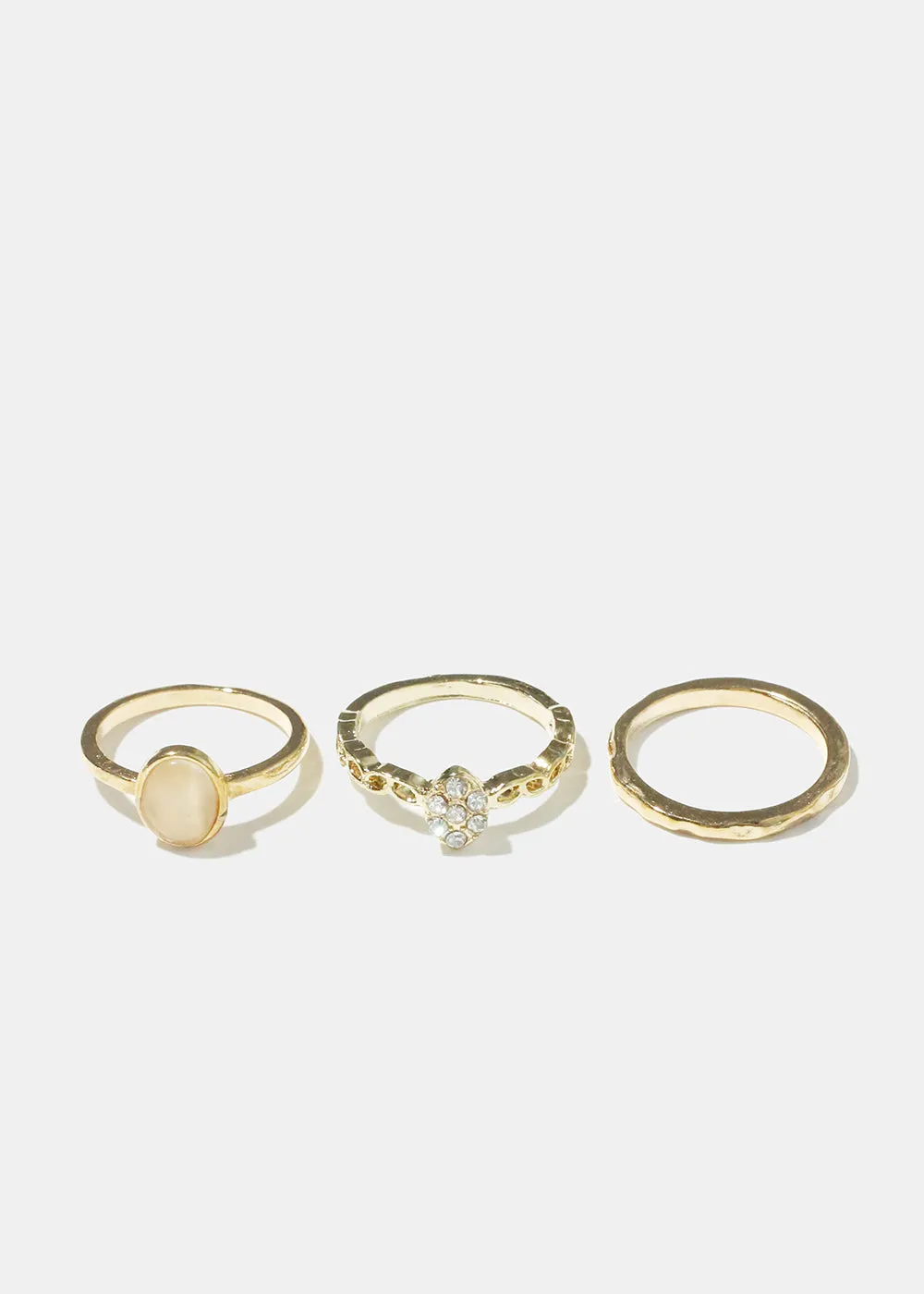 3 Piece Gem and Rhinestone Rings