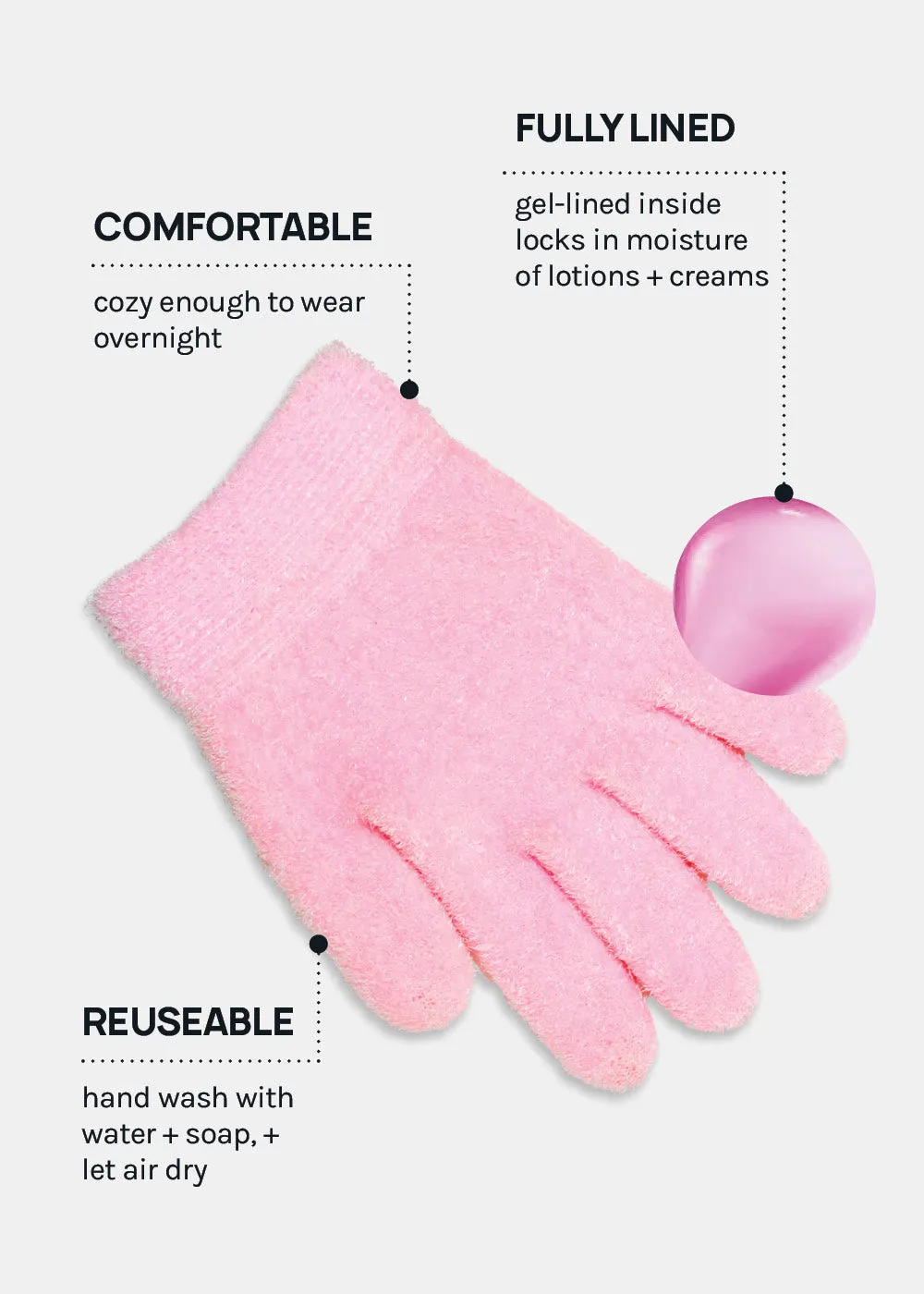 A  Gel Lined Moisturizing Spa Glove