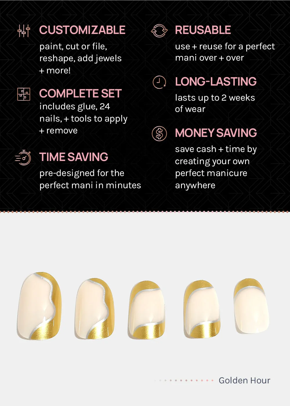 AOA Pro Press-On Nails: Golden Hour