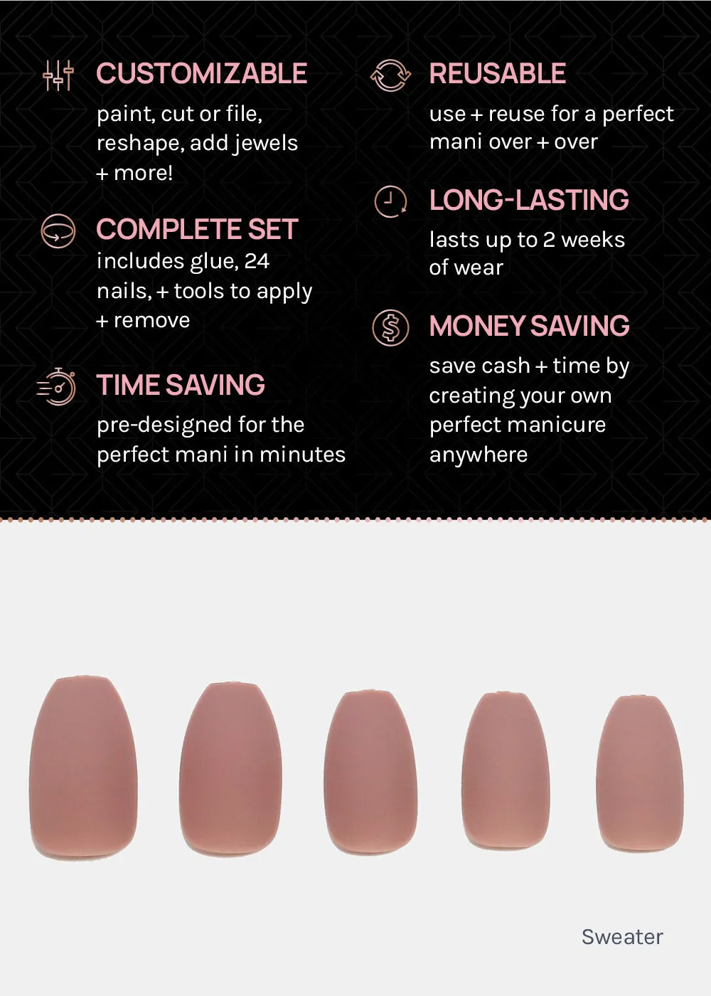 AOA Pro Press-On Nails: Sweater