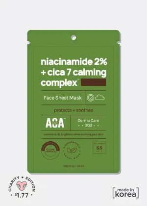 AOA Skin Niacinamide 2%   CICA 7 Calming Complex Sheet Mask
