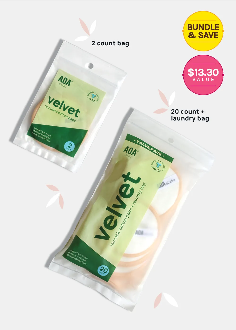 AOA Velvet Bamboo Reusable Makeup Pads