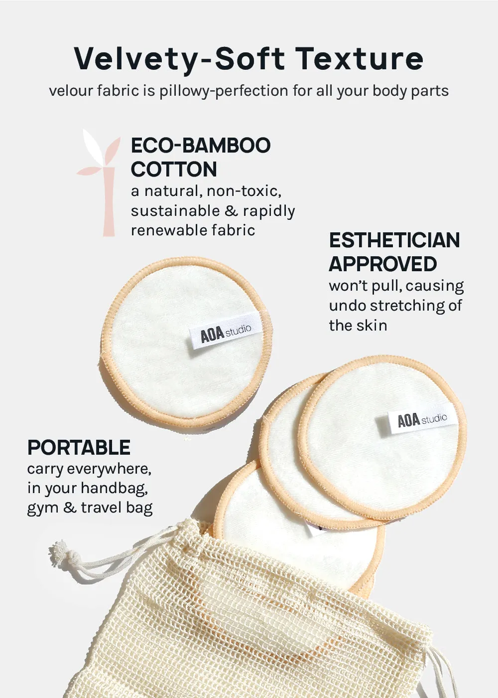 AOA Velvet Bamboo Reusable Makeup Pads
