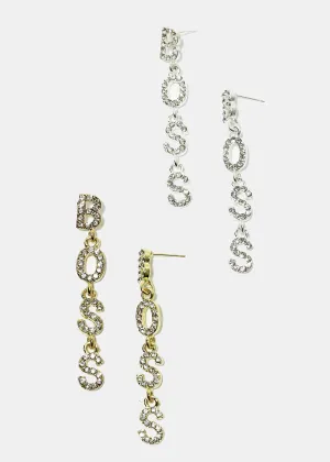 Boss Rhinestone Earrings