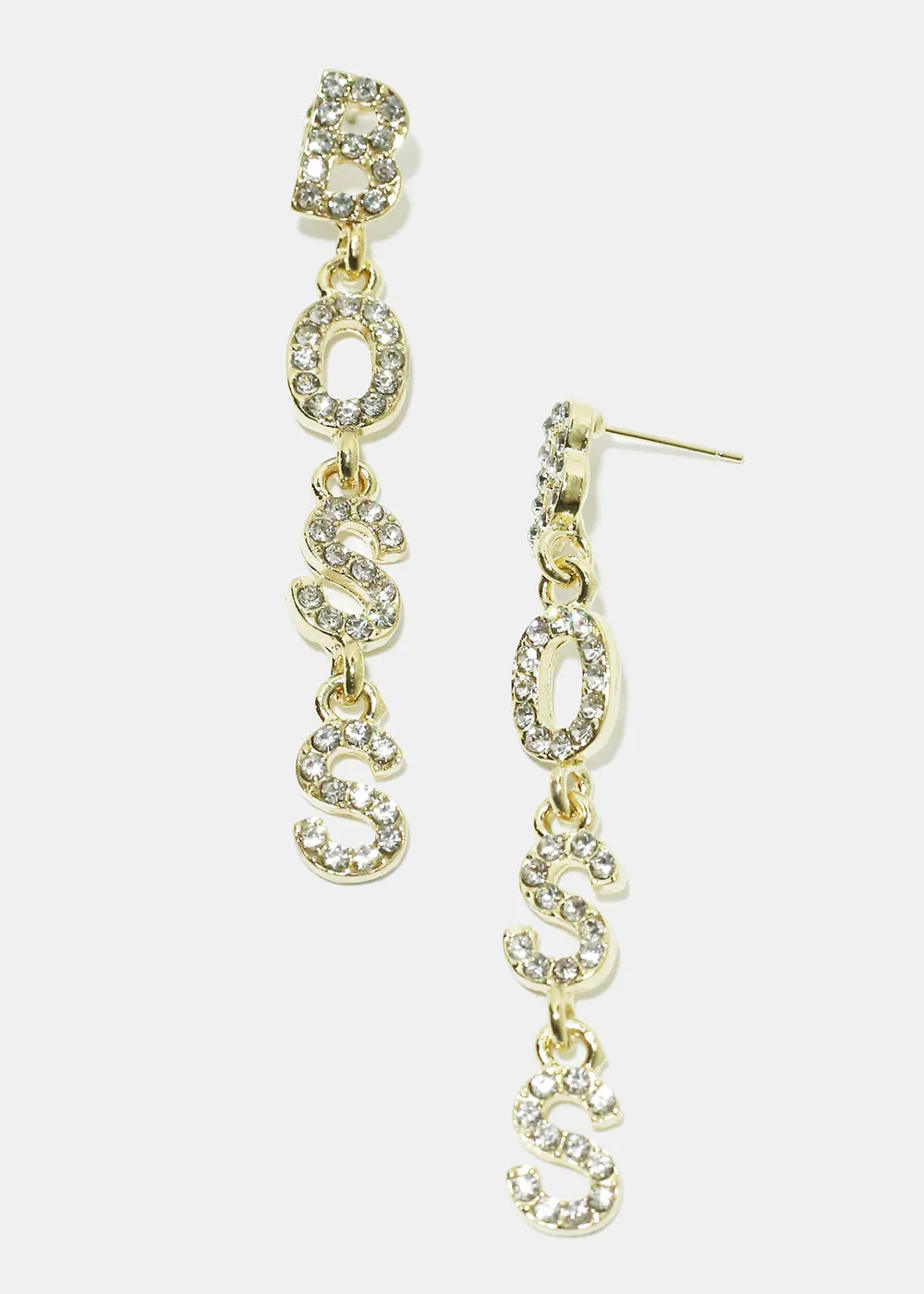Boss Rhinestone Earrings
