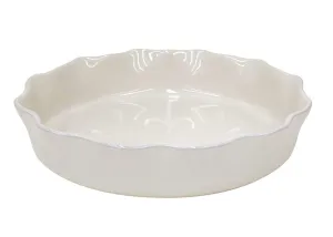 Casafina Cream Stoneware 10.75 Inch Ruffled Pie Dish