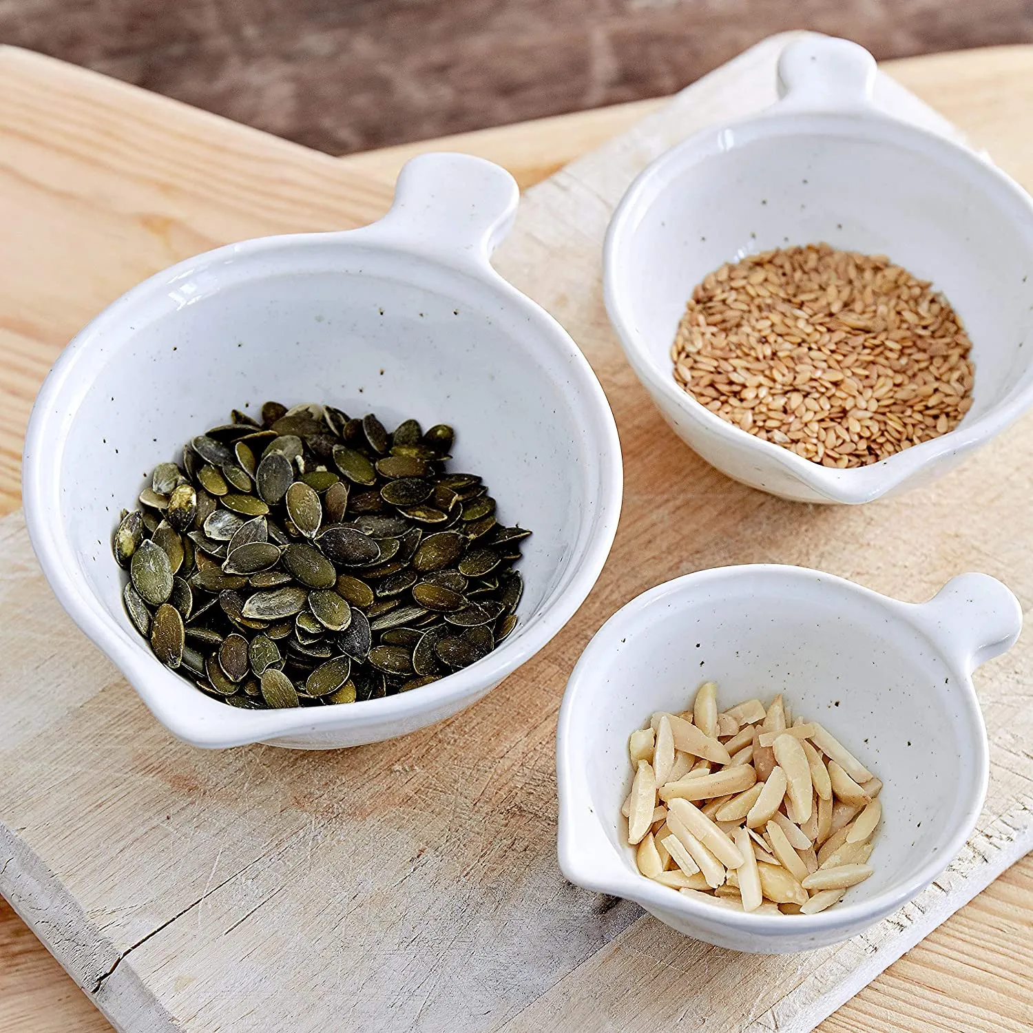 Casafina Fattoria Collection Stoneware Ceramic Set 3 Measuring Cups, White