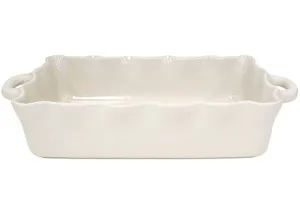 Casafina Stoneware Ceramic Dish Cook & Host Collection Large Rectangular Baker Casserole, (Cream) L14"xW10"