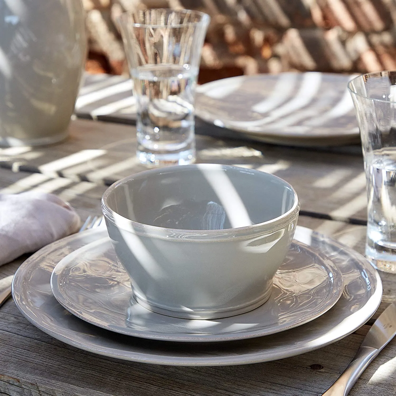 Casafina Stoneware Ceramic Dish Fontana Collection 30-Piece Dinnerware Set (Service for 6), Dove Gray