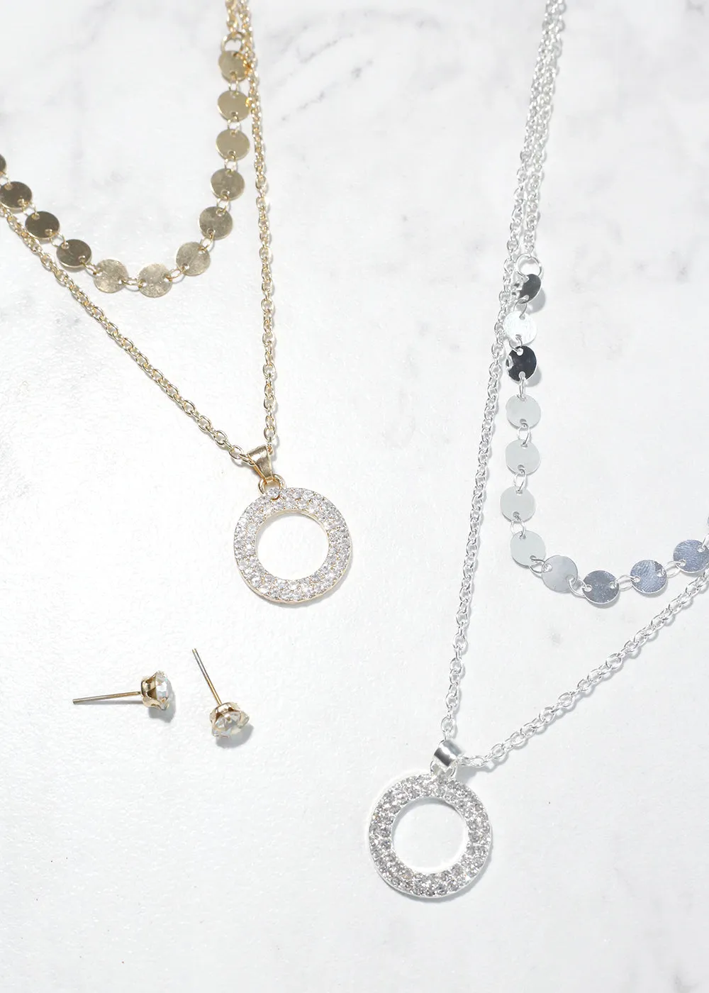Circle & Sequin Necklace