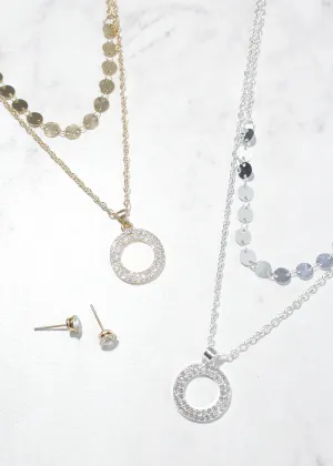 Circle & Sequin Necklace