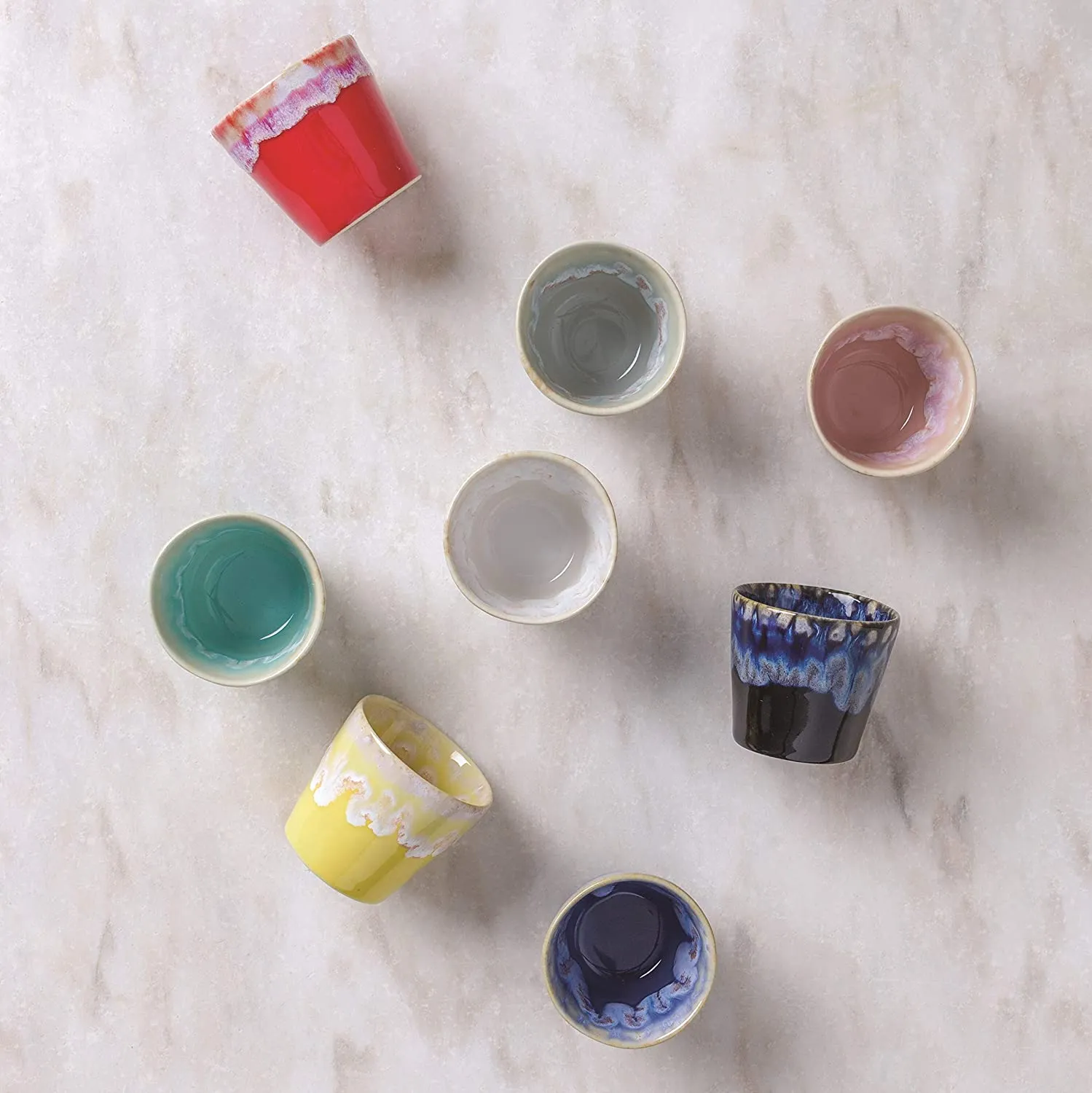 COSTA NOVA Stoneware Ceramic Dish Grespresso Collection Espresso Cups 6-Piece Set, 3 oz (Red)