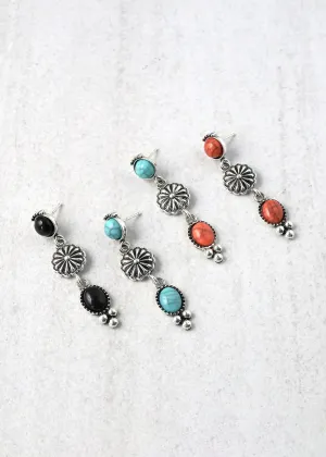 Dangling Drop Earrings - Gemstones