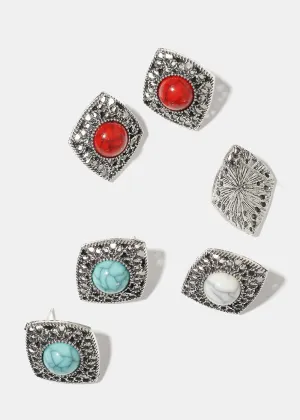 Diamond Shape Earring with Stone