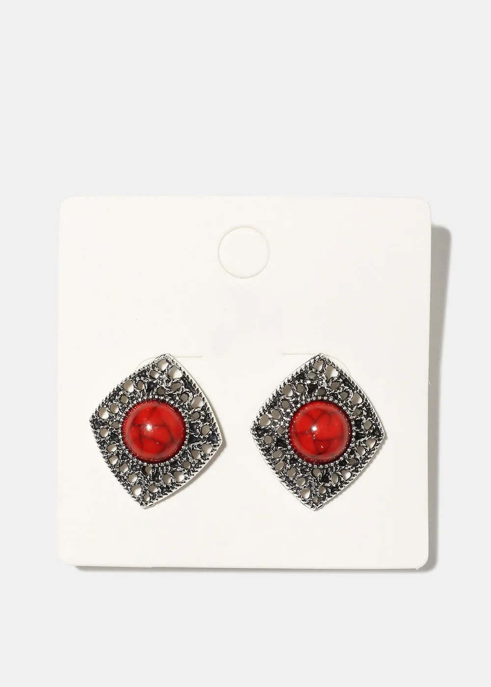Diamond Shape Earring with Stone