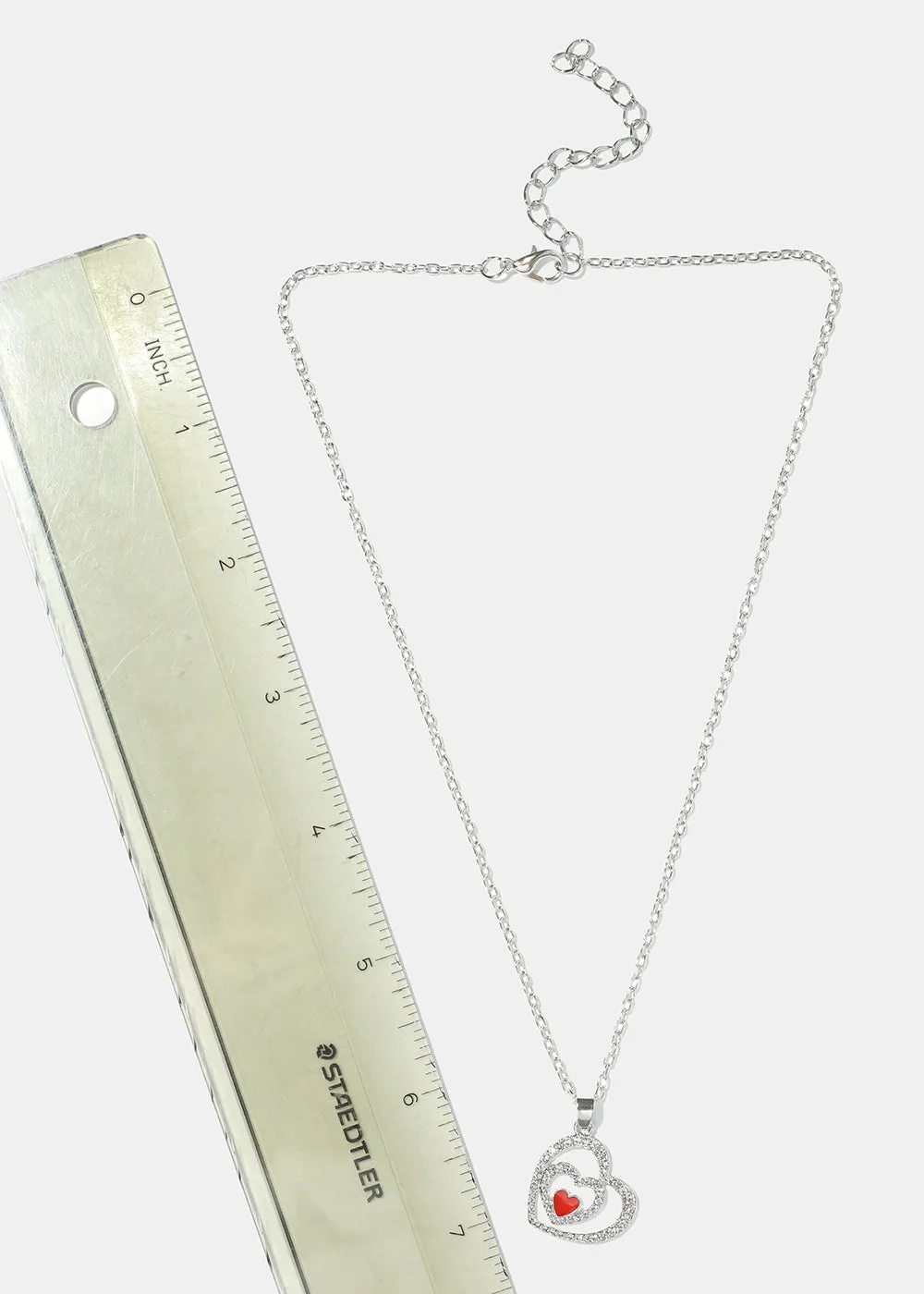 Double Heart Necklace with Earrings