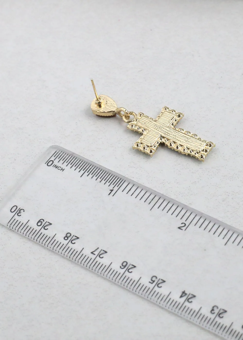 Elegant Marble Cross Drop Earrings