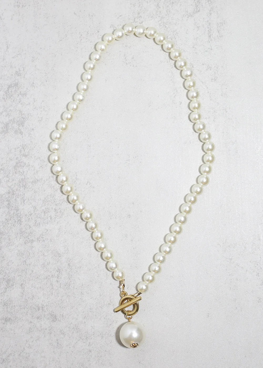 Elegant Pearl Toggle Necklace   Earring Set