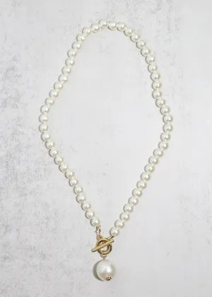 Elegant Pearl Toggle Necklace   Earring Set