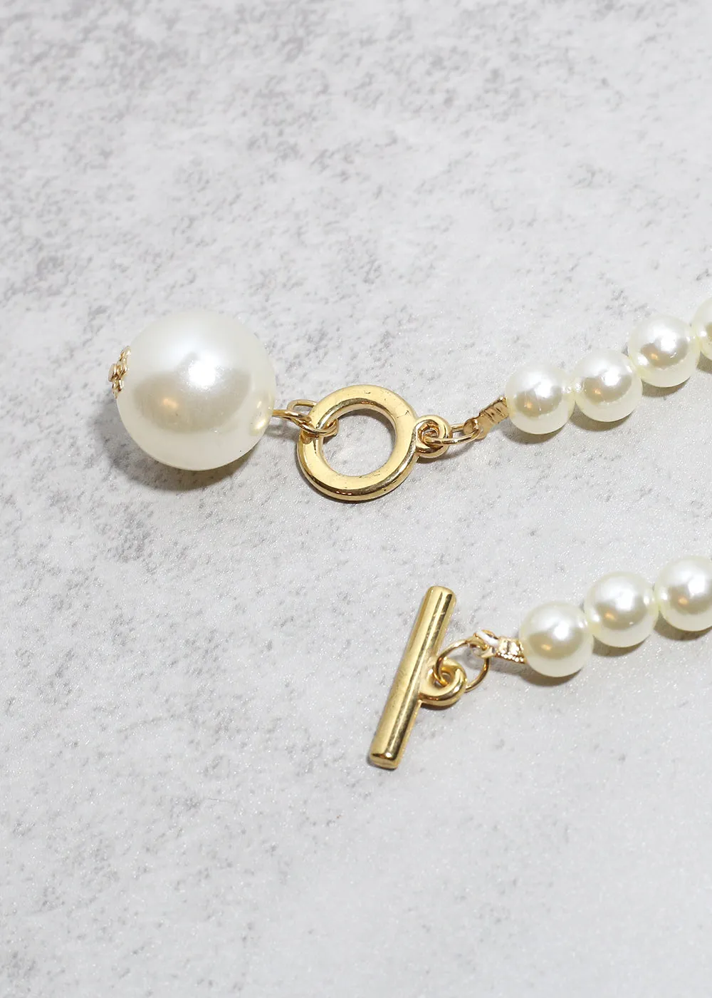 Elegant Pearl Toggle Necklace   Earring Set