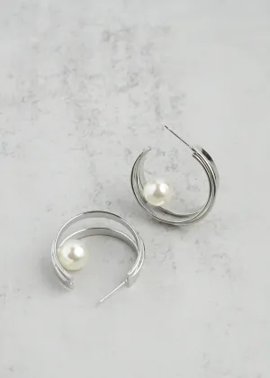 Floating Pearl Hoop Earrings