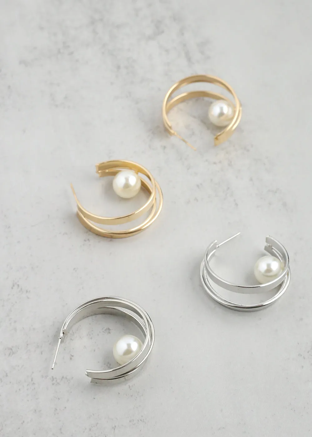 Floating Pearl Hoop Earrings