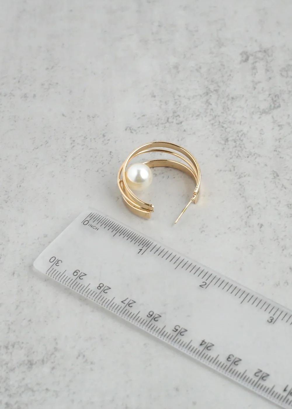 Floating Pearl Hoop Earrings