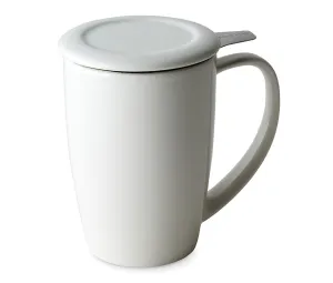 FORLIFE Curve Tall Tea Mug with Infuser and Lid 15 ounces, White