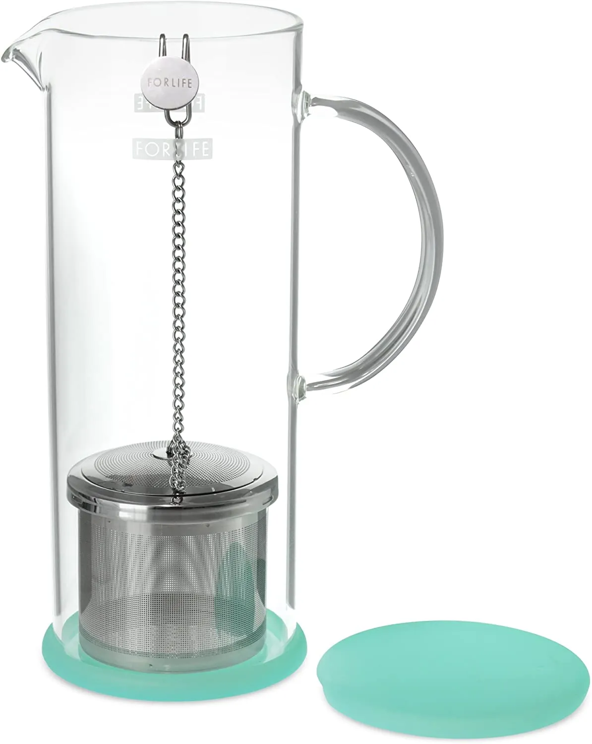 FORLIFE LUCENT Glass Iced Tea Jug with Capsule Infuser, 48-Ounce, Mint