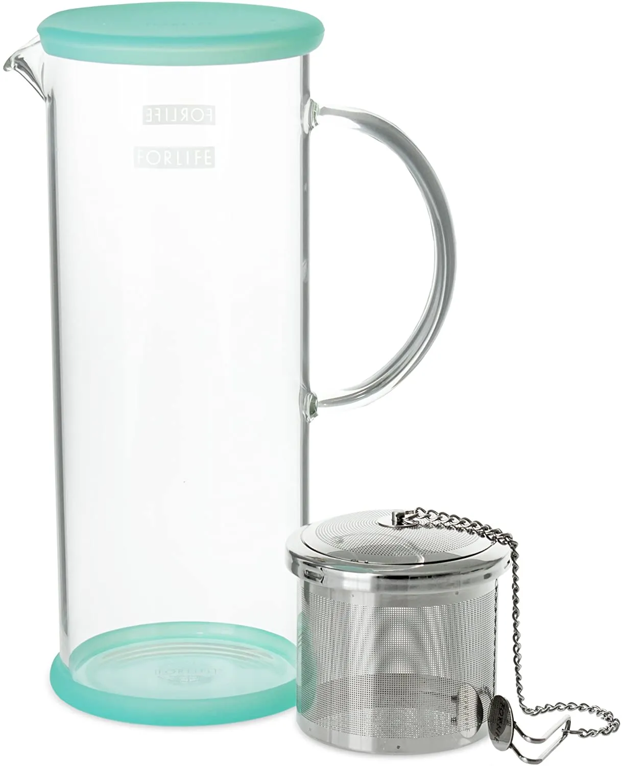 FORLIFE LUCENT Glass Iced Tea Jug with Capsule Infuser, 48-Ounce, Mint