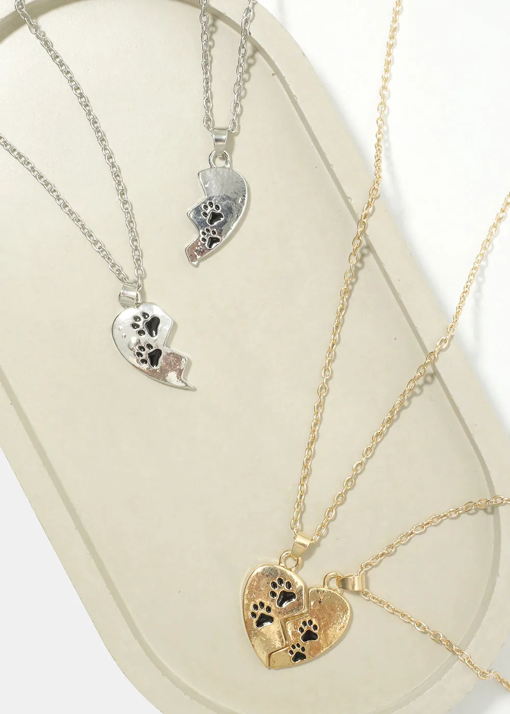 Friendship Heart Necklace with Paw Print