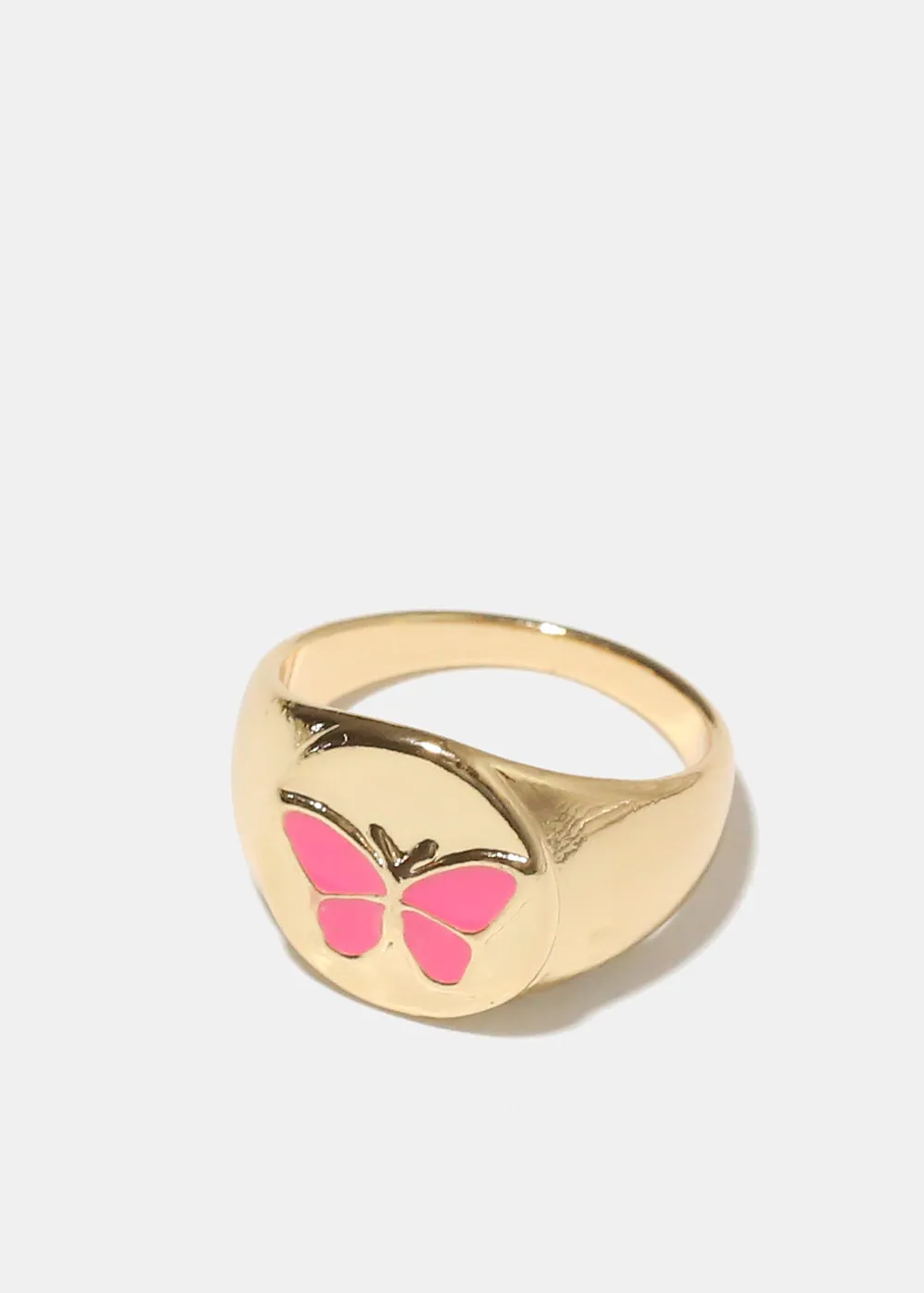 Gold Enamel Butterfly Ring