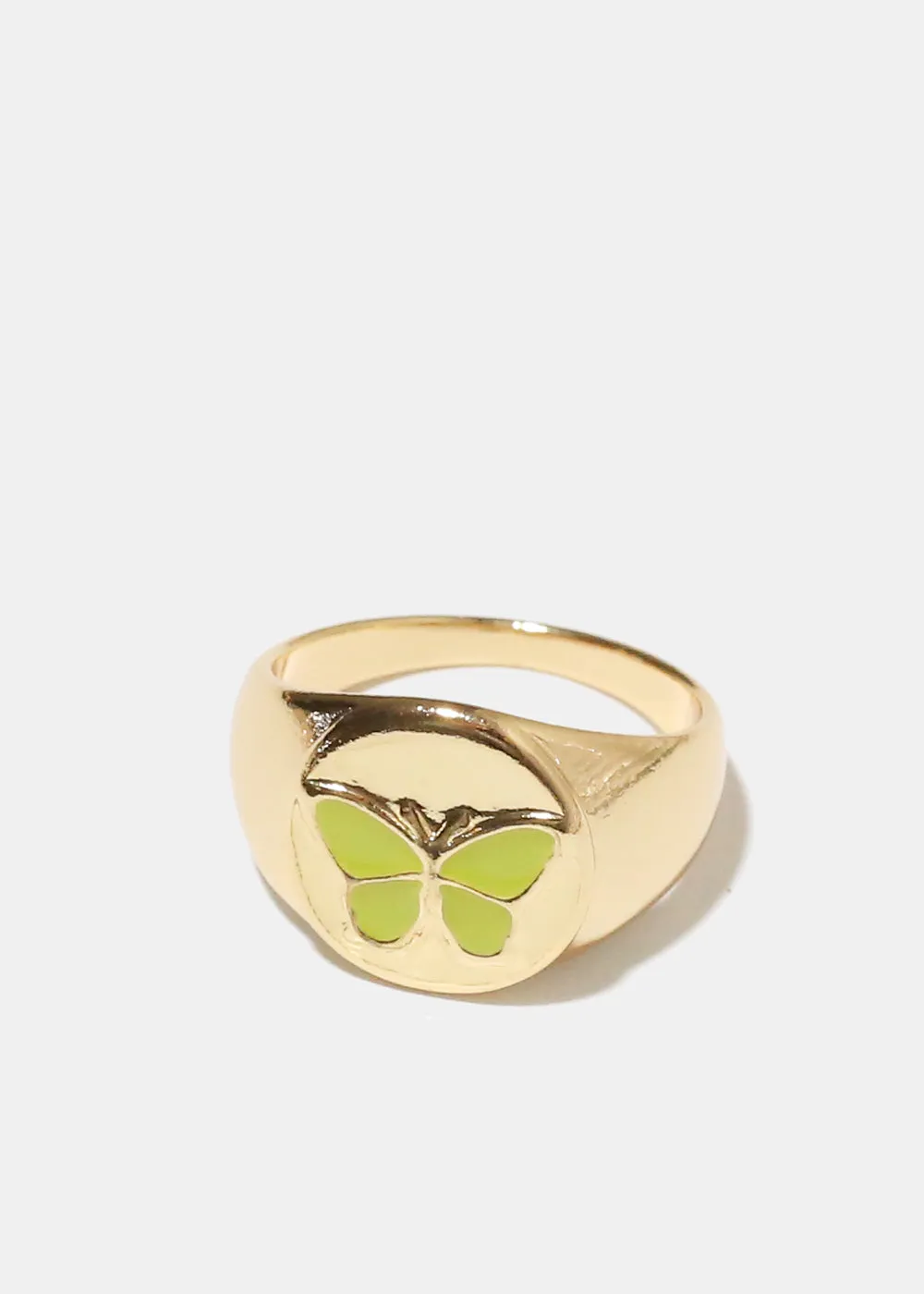 Gold Enamel Butterfly Ring