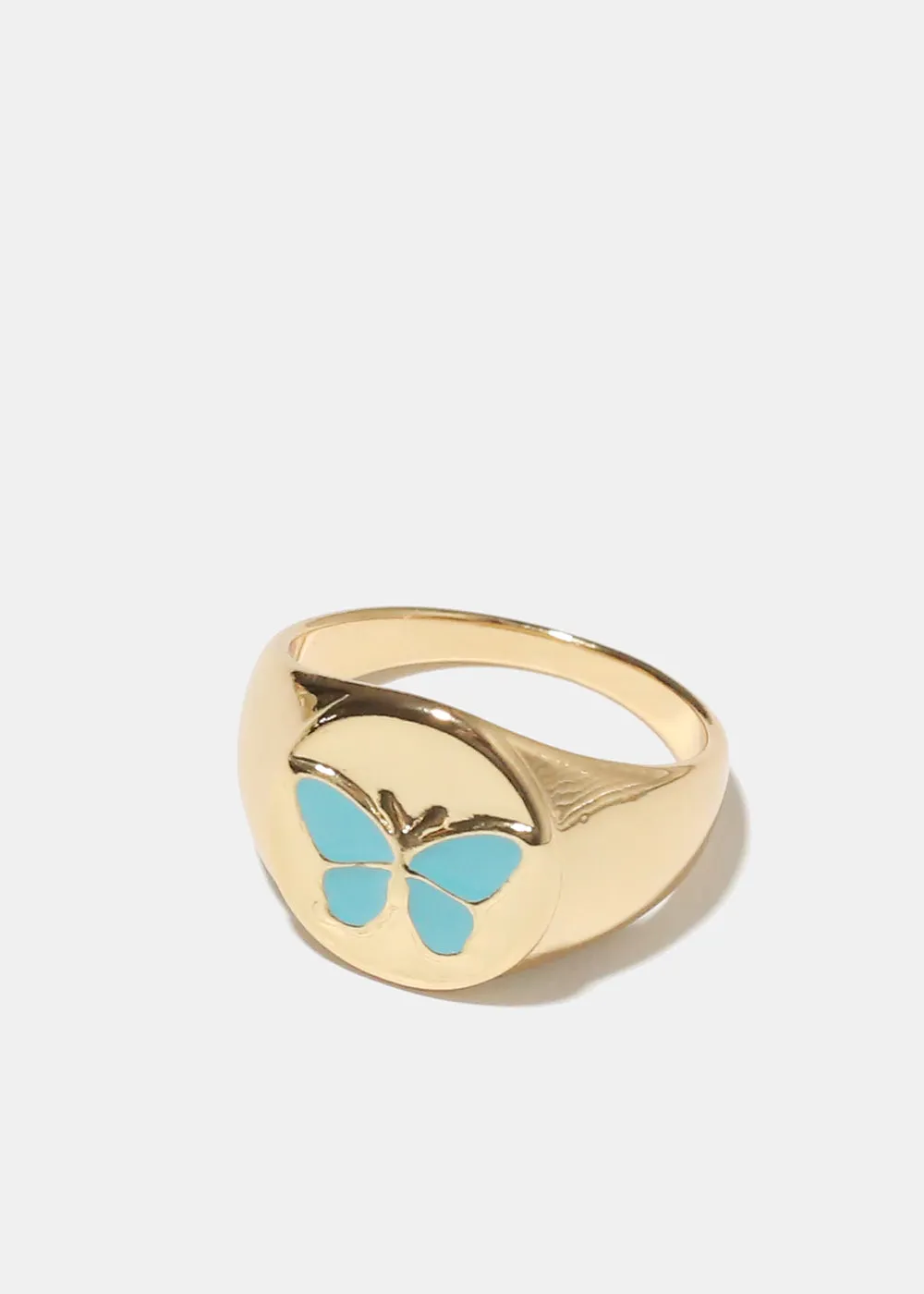 Gold Enamel Butterfly Ring