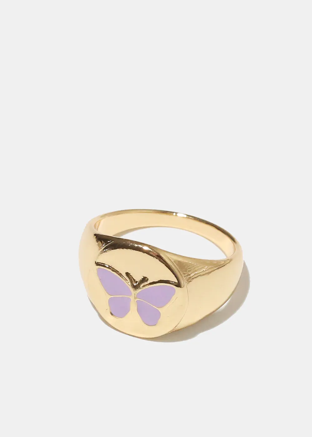 Gold Enamel Butterfly Ring