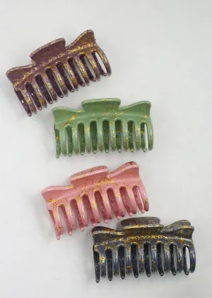 Gold Marble Hair Claw Clips