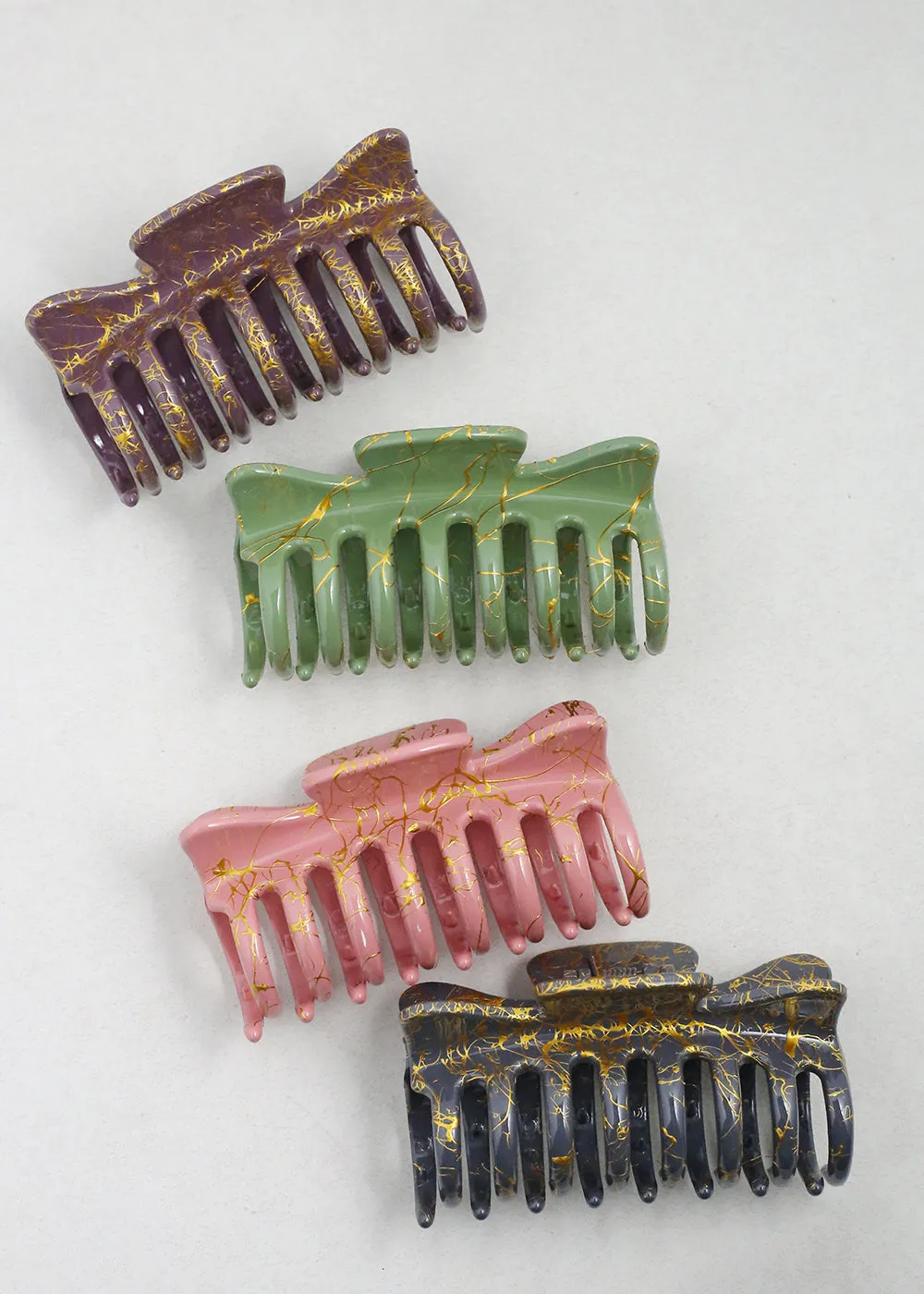 Gold Marble Hair Claw Clips
