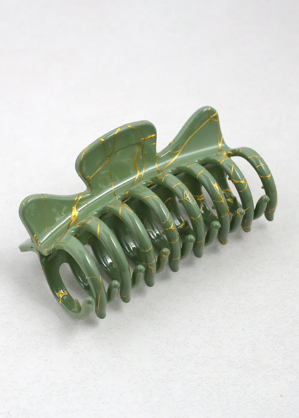 Gold Marble Hair Claw Clips
