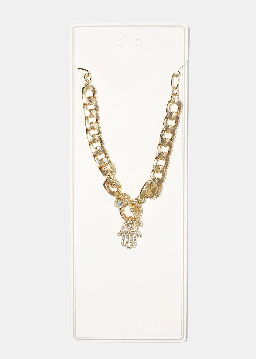 Hamsa Hand Chain Link Necklace