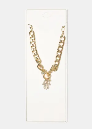 Hamsa Hand Chain Link Necklace