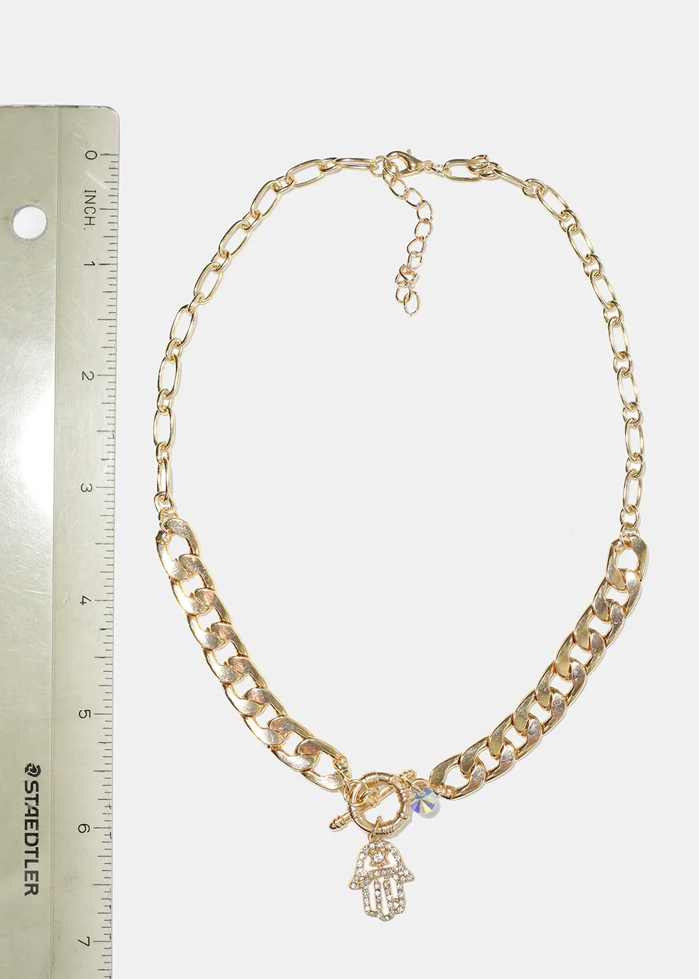 Hamsa Hand Chain Link Necklace