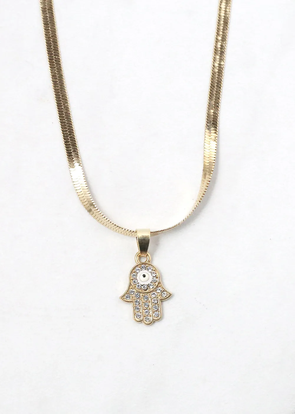 Hamsa Hand Flat Necklace