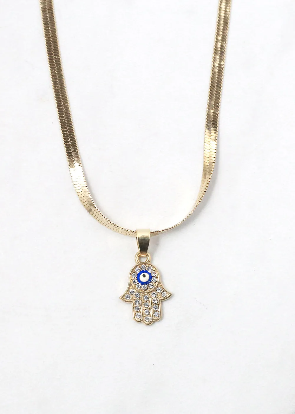 Hamsa Hand Flat Necklace